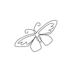 One single line drawing of beautiful butterfly for company logo identity. Salon and spa healthcare business icon concept from cute animal shape. Continuous line draw graphic design vector illustration