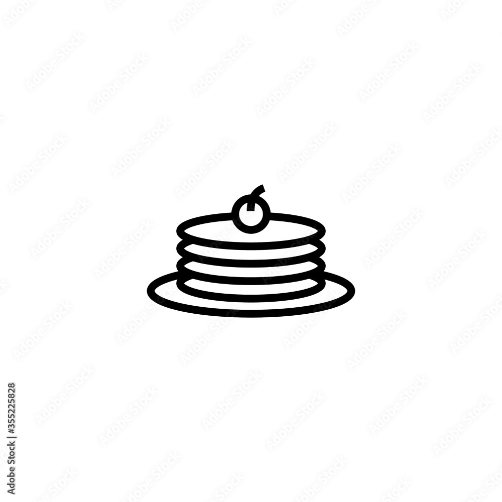 Poster pancake vector icon in linear, outline icon isolated on white background