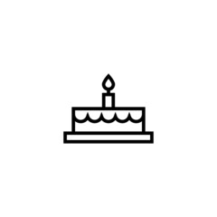 Celebration cake vector icon in linear, outline icon isolated on white background