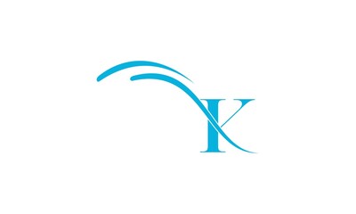 k, waves, blue, anstract, k logo, art, blue