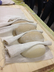 Loaves of bread ready for baking