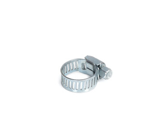 one metal clamp isolated on a white background