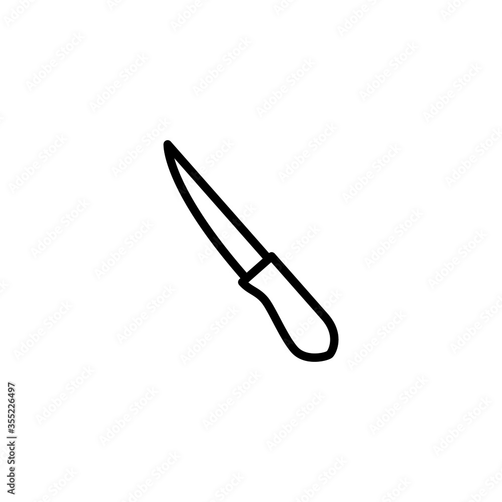 Poster steak knife vector icon in linear, outline icon isolated on white background