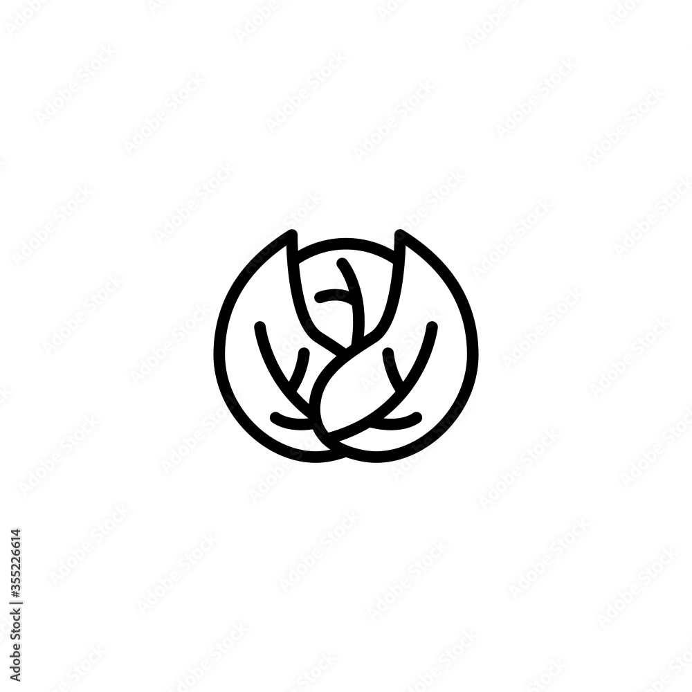 Poster cabbage vector icon in linear, outline icon isolated on white background