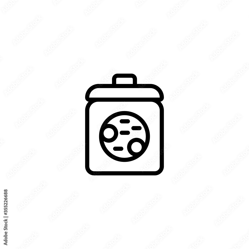 Poster cookies jar vector icon in linear, outline icon isolated on white background