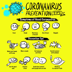 Coronavirus prevention tips, how to prevent coronavirus. Infographic element health and medical vector illustration.