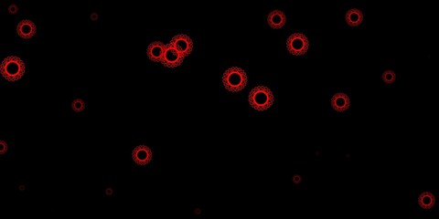 Dark orange vector pattern with coronavirus elements.
