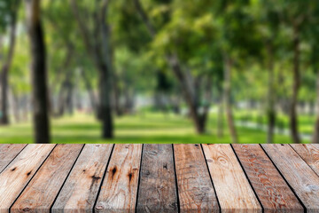 wooden table over blurred background for show your product on image