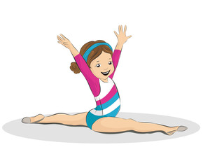 Vector illustration of a little girl gymnastics