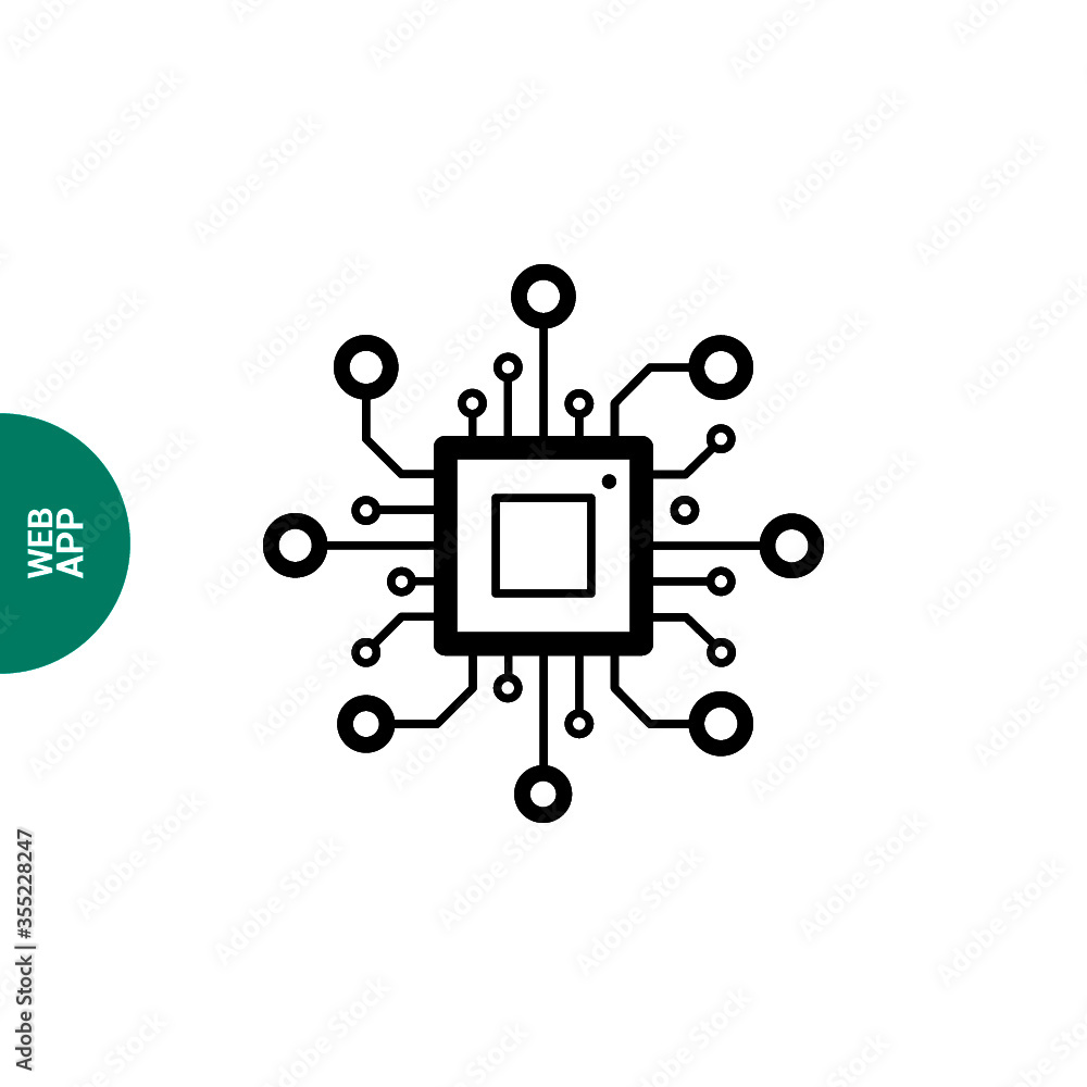 Aufkleber chip processor line vector icon