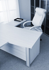 white leather armchair in modern office