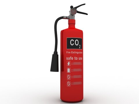 3d illustration co2 Fire extinguisher