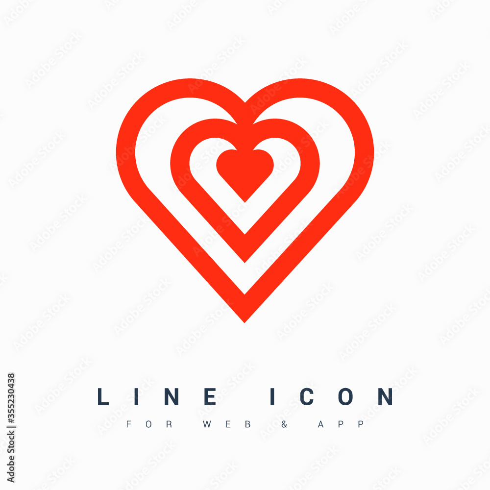 Aufkleber chip with heart isolated line vector icon for websites and mobile minimalistic flat design.