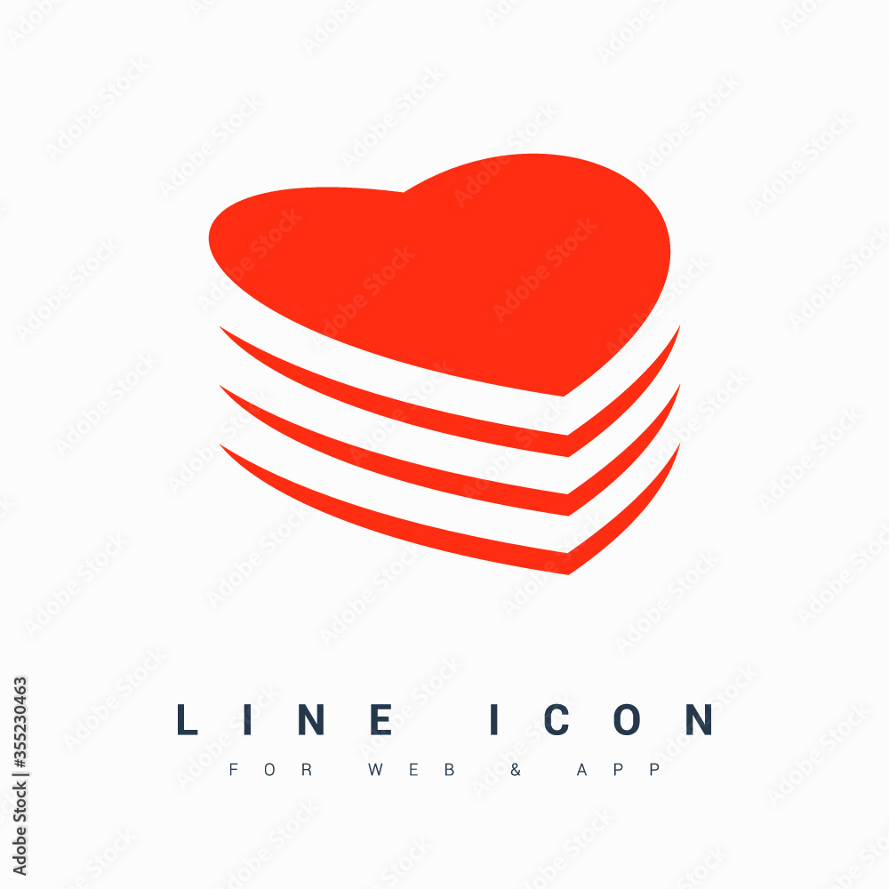 Poster heart logo isolated line vector icon for websites and mobile minimalistic flat design