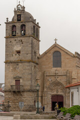 Vasco da Gama Square, Vila do Conde’s Matrice Church (Mother Church, Igreja Matriz), dedicated to St. John the Baptist in Vila do Conde, Portugal.