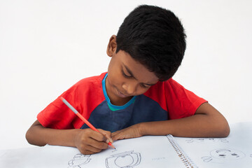 Young Boy doing home work