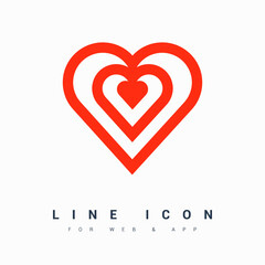 chip with heart isolated line vector icon for websites and mobile minimalistic flat design. 