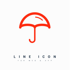 Umbrella isolated minimal single flat linear icon for application and info-graphic. Care line vector icon for websites and mobile minimalistic flat design.