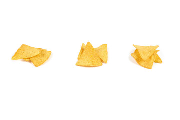 Spicy nachos chips isolated on white background
