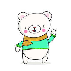 cute cartoon polar bear with scarf