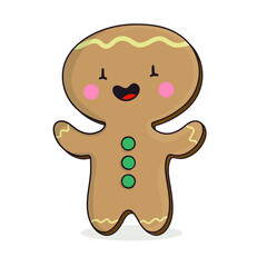 cute cartoon gingerbread man isolated on white