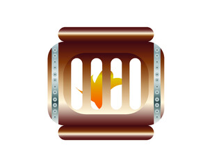 old furnace oven icon isolated