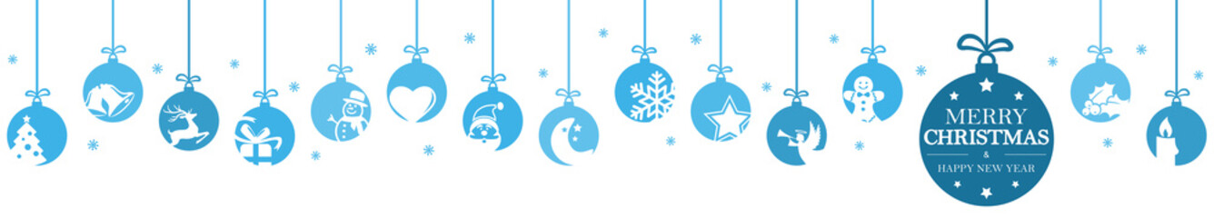 hanging baubles with christmas icons and greetings