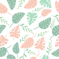 Seamless leaves botanical elements background.