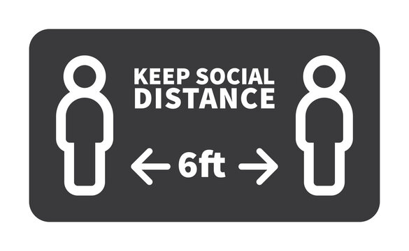 Social Distancing Safety Measure Sign. Keep Your Distance 6 Feet Away. Person Standing Vector Icon.