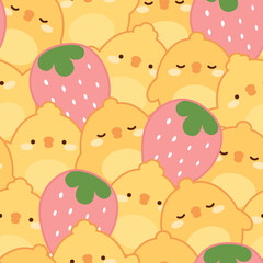 Chick seamless pattern background, cute chick heads, Vector illustration