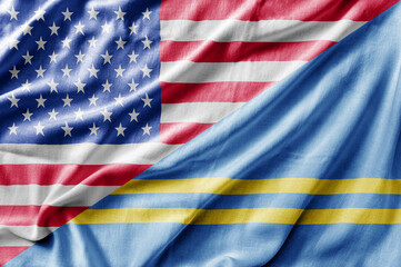 Mixed USA and Aruba flag, three dimensional render