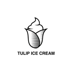 simple tulip ice cream unique vector logo