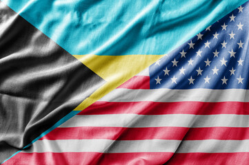 Obraz premium Mixed USA and Bahamas flag, three dimensional render