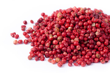 pink peppercorns in white natural spice