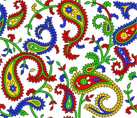 colorful vector seamless paisley pattern