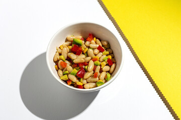 homemade bean salad with carrots, avocado, pepper