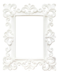 vintage classical white rectangle frame. white frame with openwork patterned edge