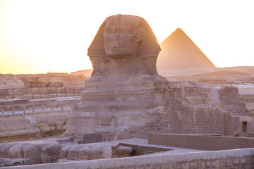 Great sphinx of Giza at sunset, Cairo, Egypt.