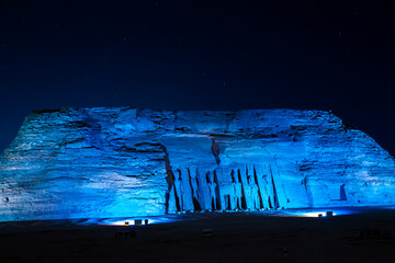 Abu Simbel temple at night, UNESCO World Heritage site, Aswan, Egypt.