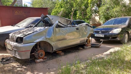 old car on the road