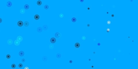Light BLUE vector doodle texture with flowers.
