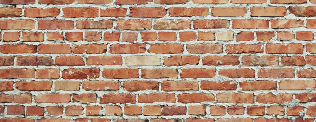 Fototapeta premium Grunge Brick Wall Horizontal Background. Vintage brickwork backdrop or Pattern of old brick wall. Grunge great for your design