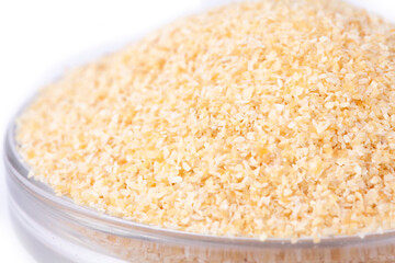 dry garlic granules in white natural spice