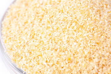 dry garlic granules in white natural spice