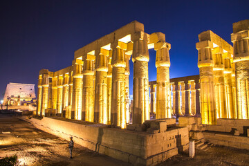 Obraz premium Ancient Luxor temple at sunset, UNESCO World Heritage site, Luxor, Egypt.