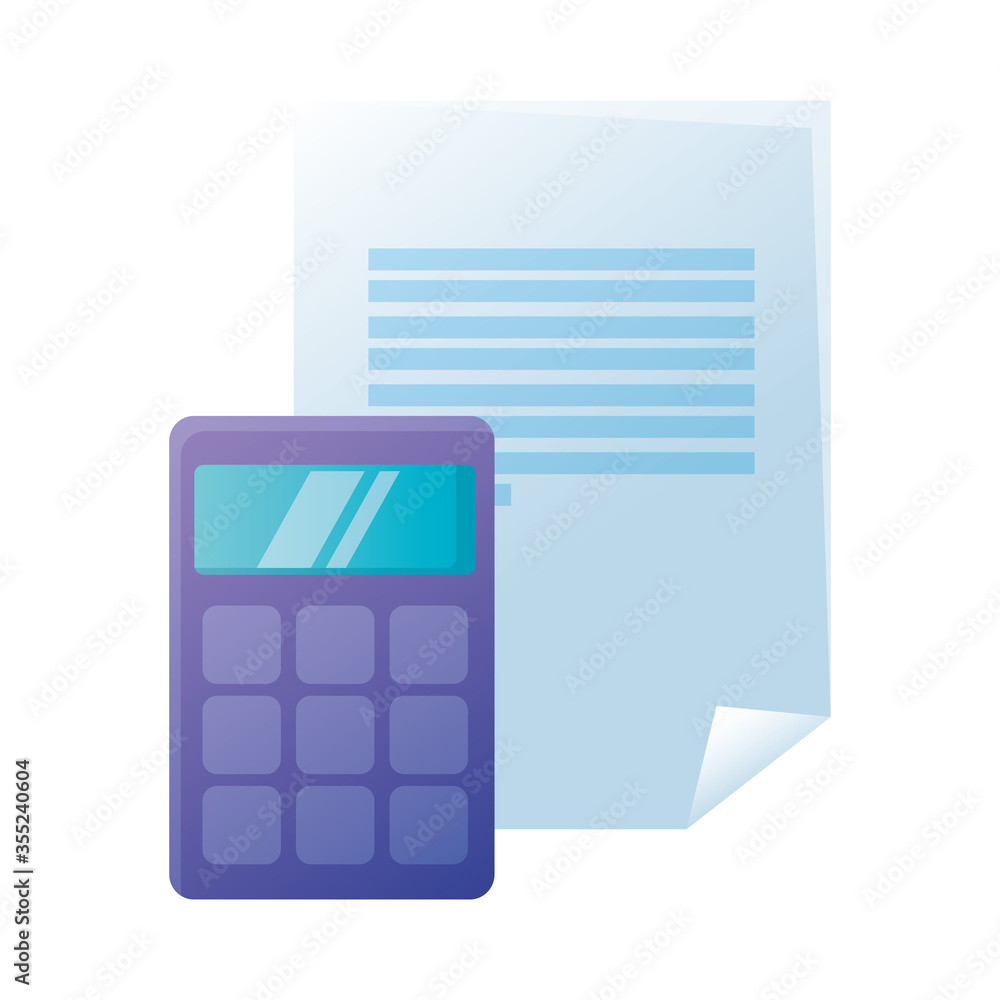 Poster isolated calculator and document paper vector design