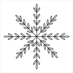 Hand drawn Snowflake Lineart Design, Icon