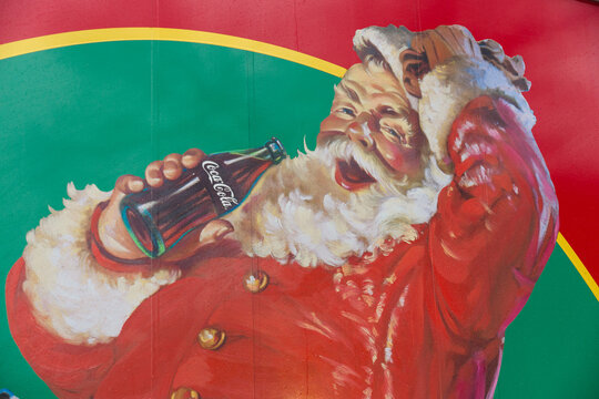 POTSDAM, GERMANY - DECEMBER 10, 2013: Coca-Cola iconic Santa Claus. Christmas Tour