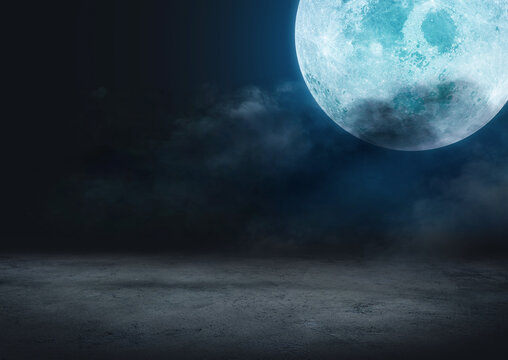 halloween background concept, backgrounds night sky with full moon and clouds. Elements of this image furnished by NASA