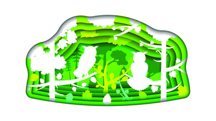 Abstract Paper Cut Background Owl Bird Animal Tree Forest Fauna Silhouette Nature